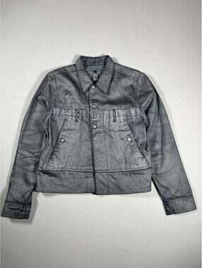 Vintage Y2K Girbaud Cropped Reworked Silver Pained Denim Jkt